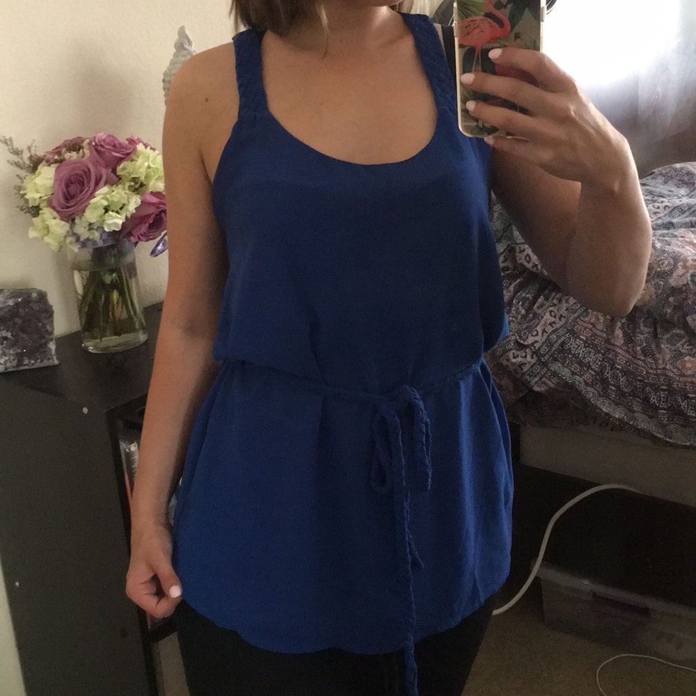 Blue Tie Up Top